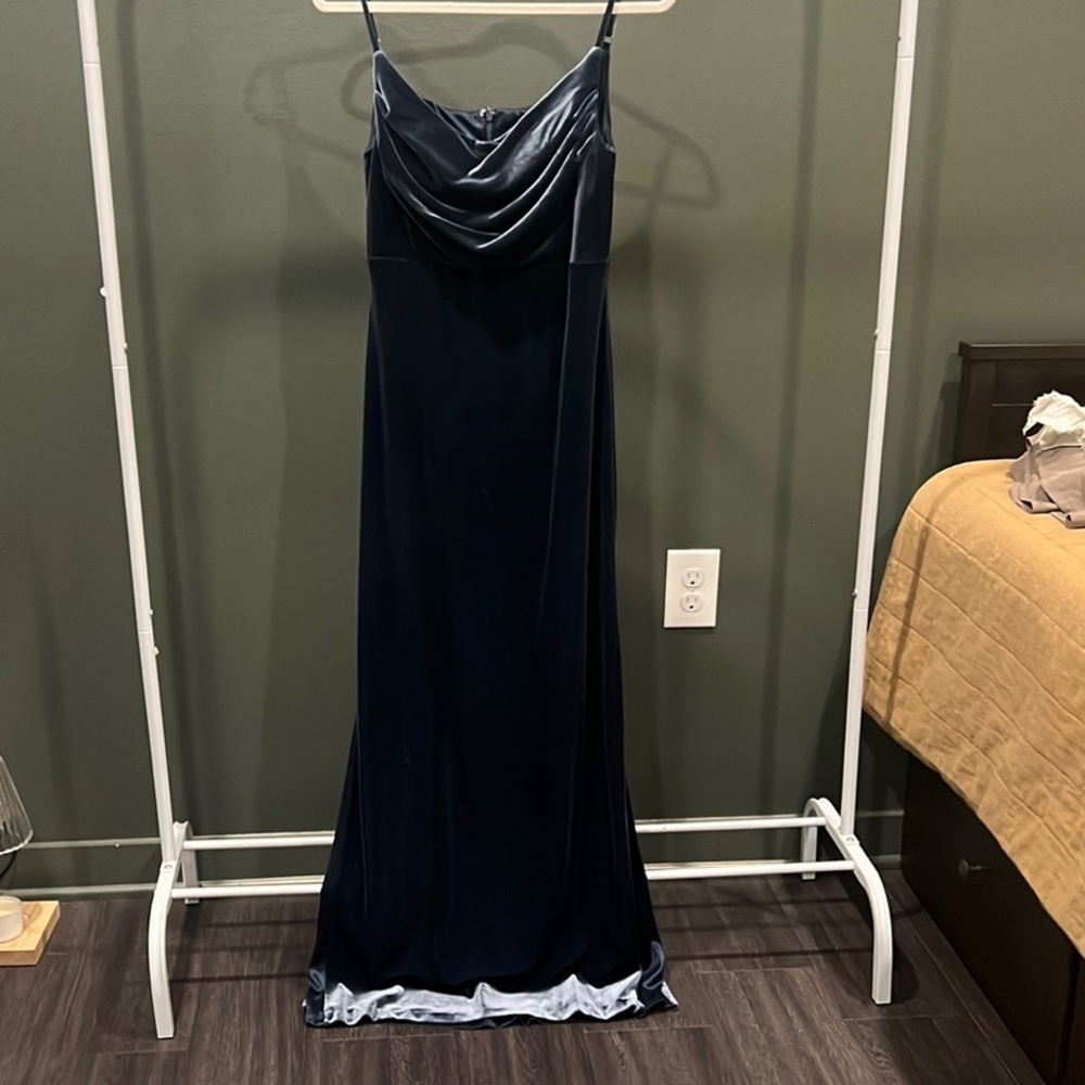 Revelry Blue Maxi Slip Dress with Spaghetti Straps